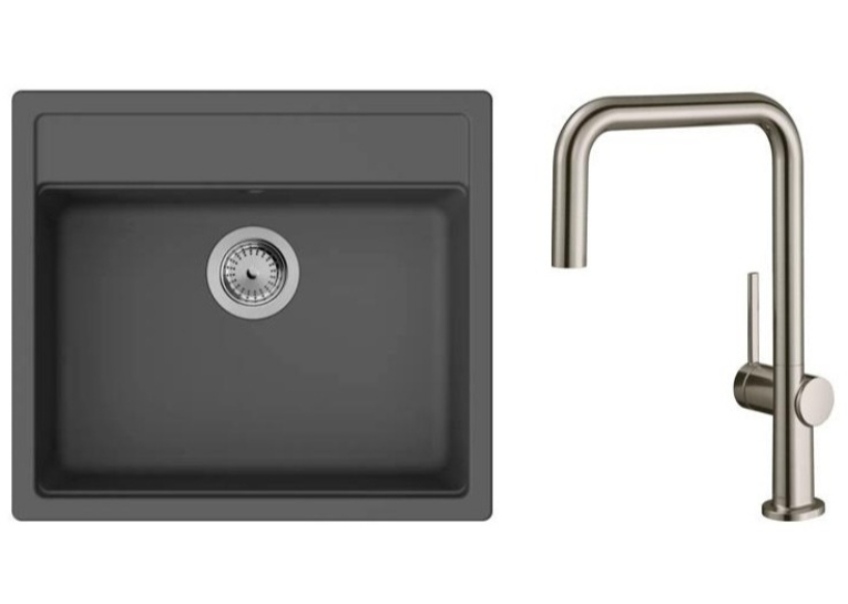 Кухонний комплект мийка із змішувачем Hansgrohe  S520-F510 + Змішувач Hansgrohe Talis M54, чорний графіт-сталь 43359800