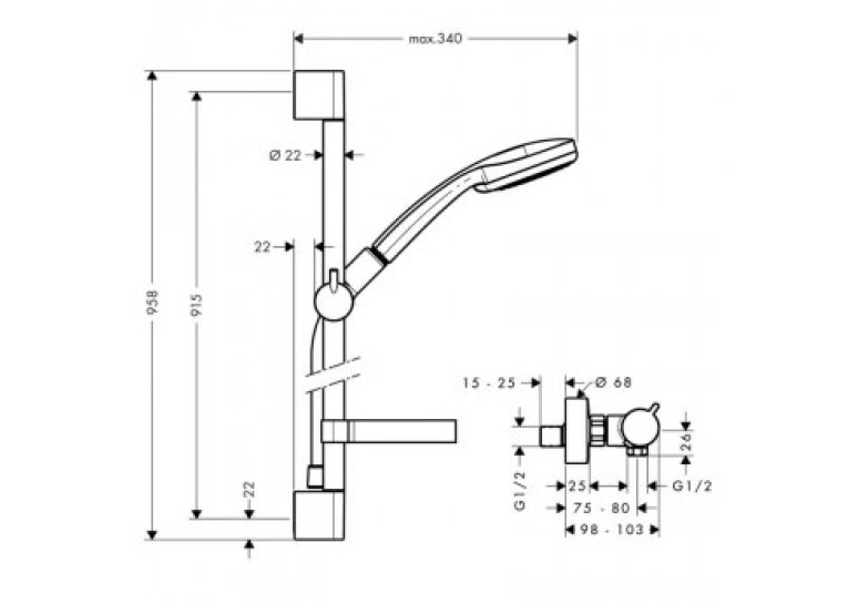Душовий набір Hansgrohe Croma 100 Vario 0,90м 27035000