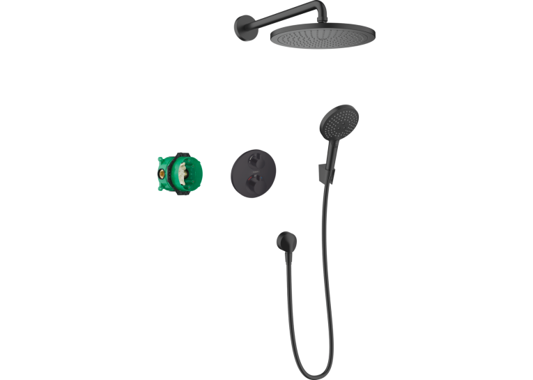 Душова система з термостатом Hansgrohe Croma 280 Ecostat S 27961670 чорний матовий