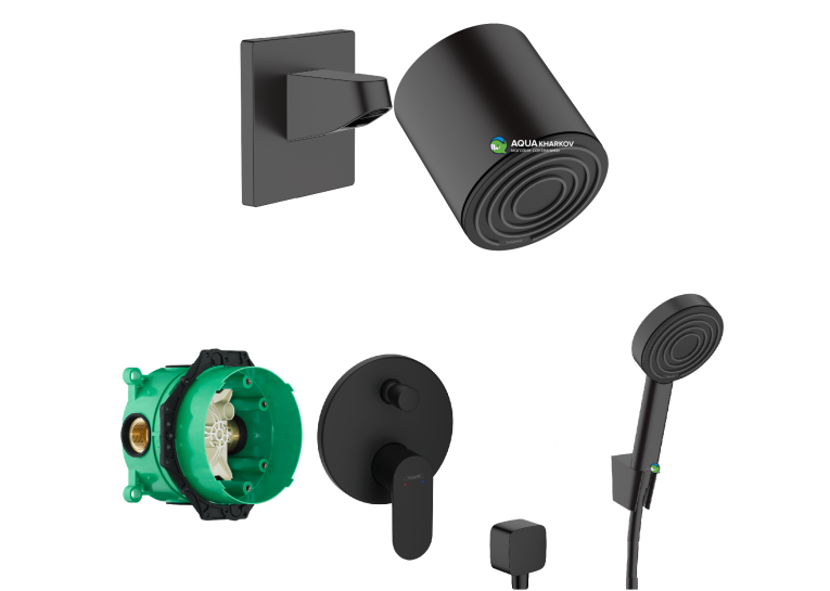Душовий комплект Hansgrohe DuoTurn E 6в1 Black Matt 72466670+01800180+24301670+26457670+24132670+24139670