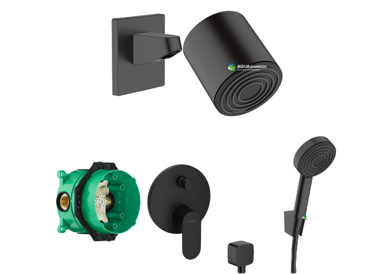 Душовий комплект Hansgrohe DuoTurn E 6в1 Black Matt 72466670+01800180+24301670+26457670+24132670+24139670