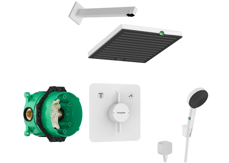 Душевой комплект білий матовий  Hansgrohe  DuoTurn Q   Pulsify Е 260 1jet   8в1 White   24330700