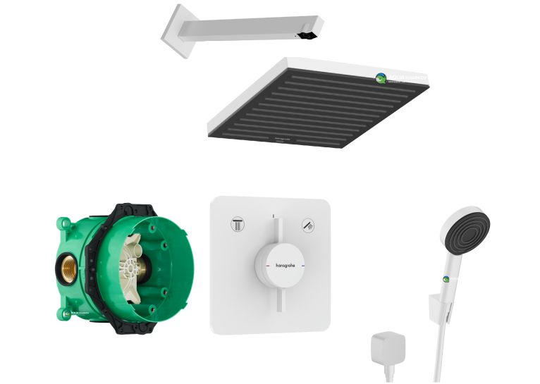 Душевой комплект білий матовий  Hansgrohe  DuoTurn Q   Pulsify Е 260 1jet   8в1 White   24330700