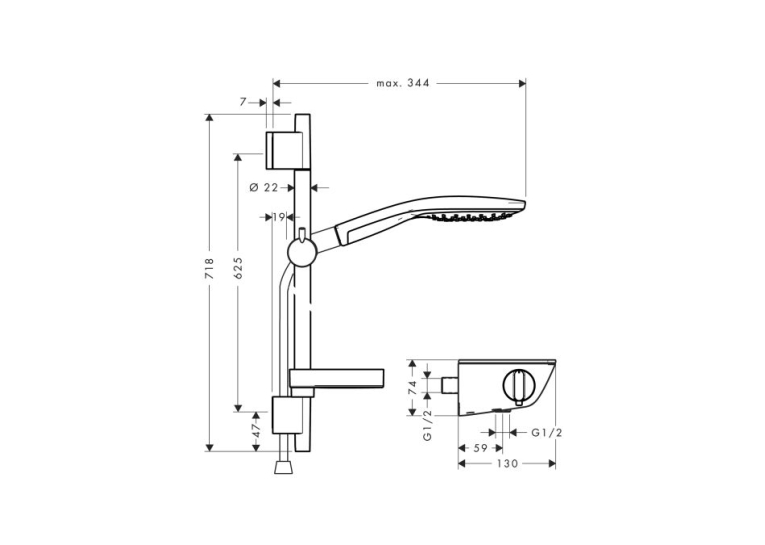 Смеситель для душа Hansgrohe Ecostat Select с душевым набором 27036400