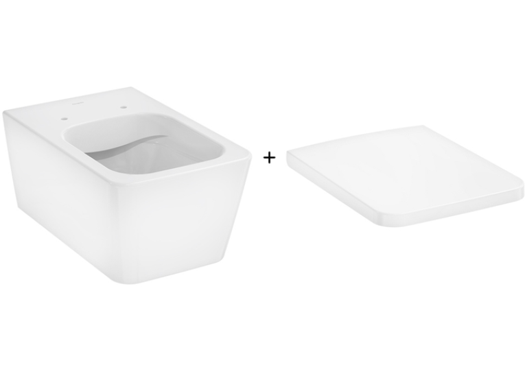 Унитаз подвесной HANSGROHE EluPura Q 60194450 Rimless с сиденьем Soft Close 60150450 дюропласт