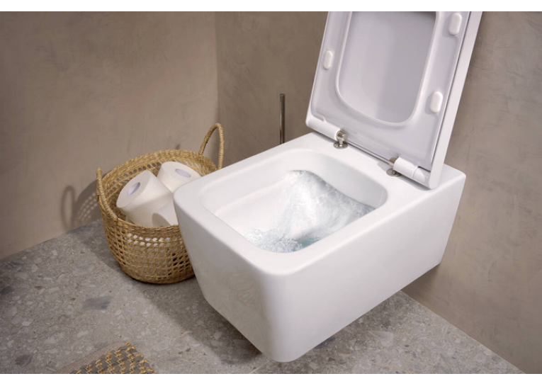 Унитаз подвесной HANSGROHE EluPura Q 60194450 Rimless с сиденьем Soft Close 60150450 дюропласт