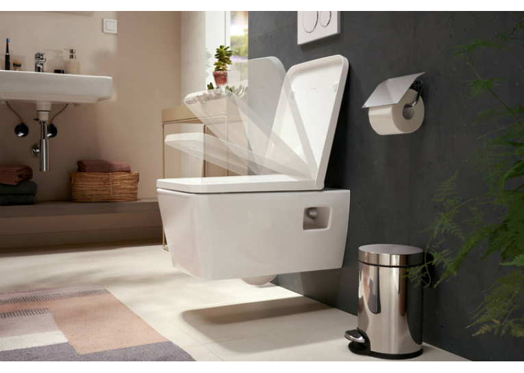 Унитаз подвесной HANSGROHE EluPura Q 60194450 Rimless с сиденьем Soft Close 60150450 дюропласт