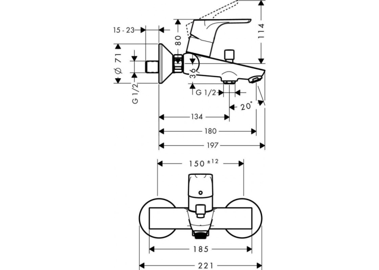  Змішувач для ванни Hansgrohe Focus E2 (31940000)