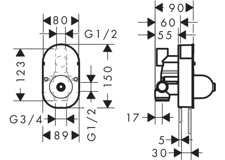 Cкрытая часть смесителя для 31746000 Hansgrohe Focus S (31741180)