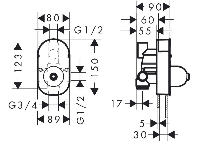  Прихована частина змішувача для 31746000 Hansgrohe Focus S (31741180)
