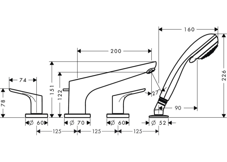 Змішувач на ванну Hansgrohe Focus E2 (31936000)