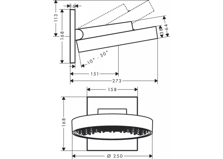 Верхній душ Hansgrohe Rainfinity 250 26226700
