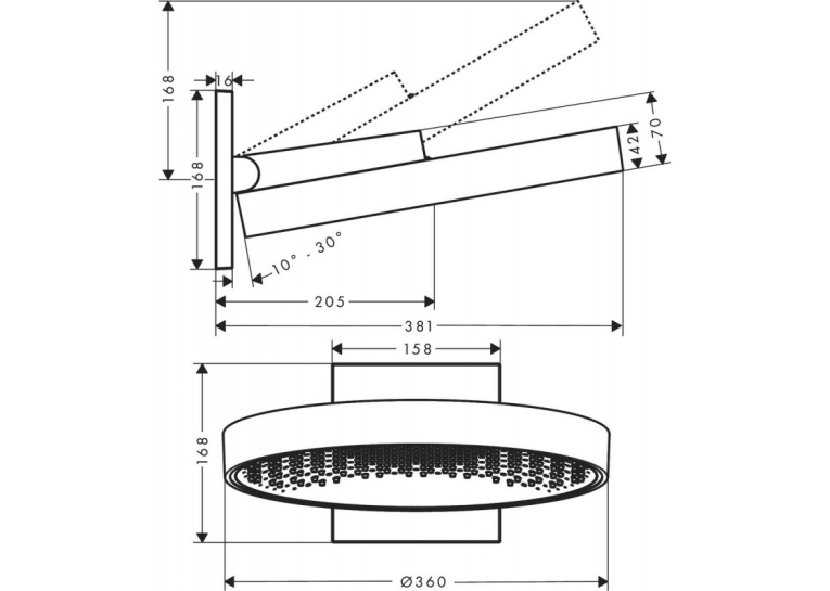 Верхній душ Hansgrohe Rainfinity 360 26230700 1 Jet