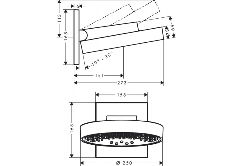 Верхній душ Hansgrohe Rainfinity 250 26232700 3 Jet