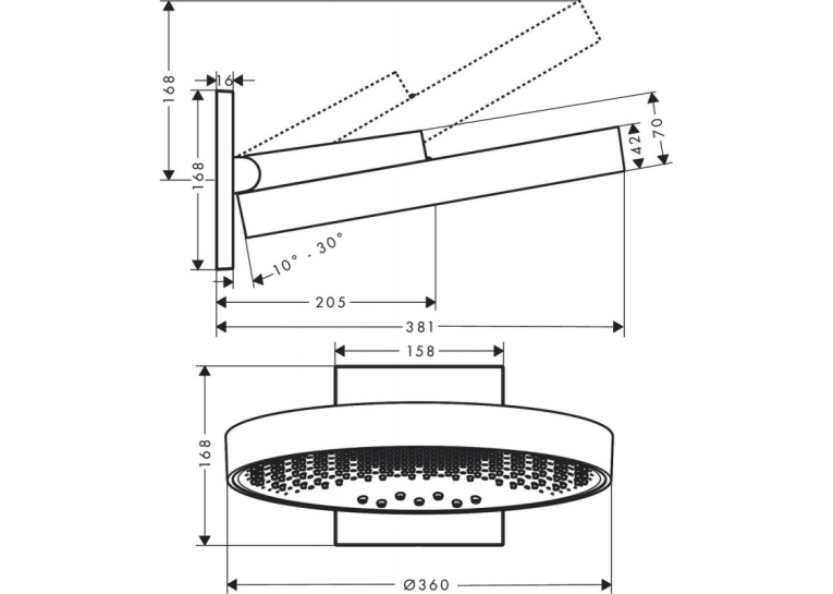 Верхний душ Hansgrohe Rainfinity 360 26234000 3 Jet
