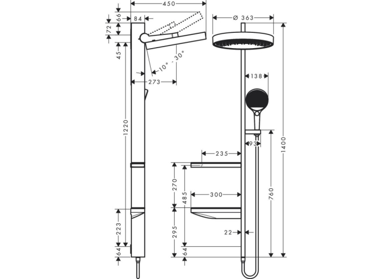 Душова система Hansgrohe Rainfinity Showerpipe 360 26842000 1 Jet