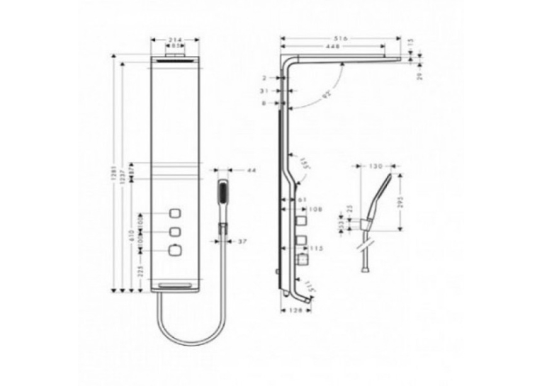 Душевая система с термостатом Hansgrohe Raindance Lift, 27003400