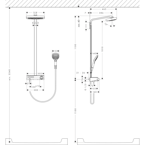 Душевая система Hansgrohe Raindance Select E 300 Showerpipe, 27127000