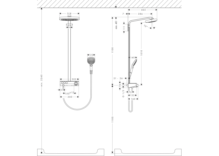  Душова система Hansgrohe Raindance Select E 300 Showerpipe, 27127000
