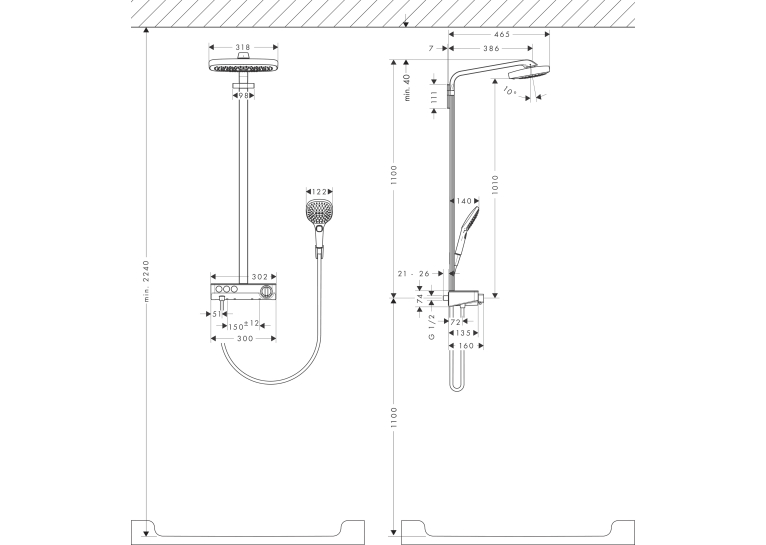  Душова система Hansgrohe Raindance Select E 300 Showerpipe, 27127000
