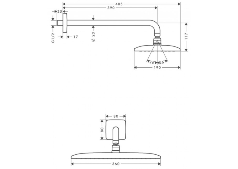 Верхний душ Hansgrohe Raindance E 360 Air 1jet,  27376000