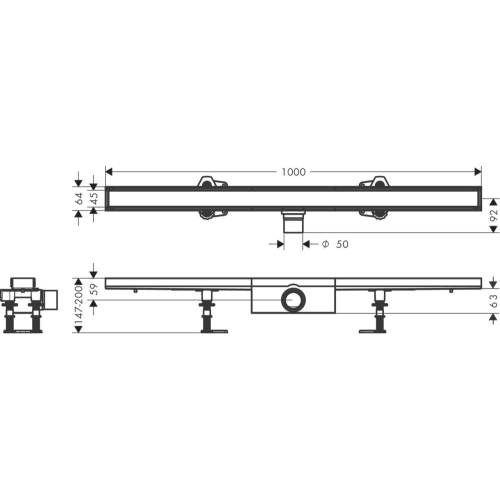 Монтажный комплект для стандартной установки Hansgrohe RainDrain Compact 1000 мм Chrome 56183000