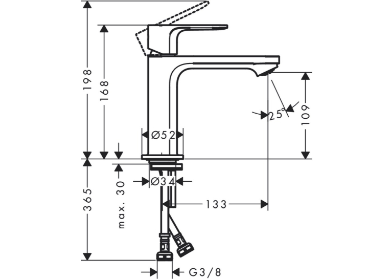 Смеситель Hansgrohe Rebris S 110 Coolstart для умывальника без д/к. Matt Black 72520670