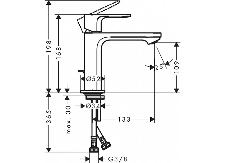 Змішувач Hansgrohe Rebris E 110 Coolstart для умивальника без д/к. Matt Black 72560670