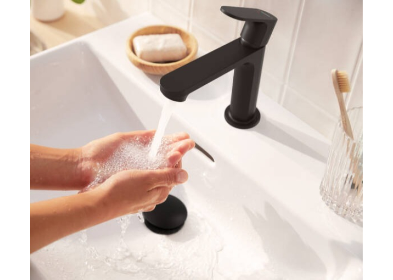 Смеситель Hansgrohe Rebris S 110 Coolstart EcoSmart+ для умывальника с д/к pop-up. Matt Black 72588670
