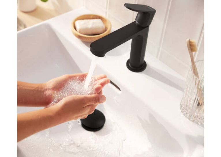 Смеситель Hansgrohe Rebris S 110 Coolstart EcoSmart+ для умывальника с д/к pop-up. Matt Black 72588670