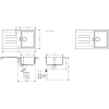 Кухонна мийка Hansgrohe S52, граніт, прямокутник, з крилом, 840х480х190мм, чаша - 1, врізна, сірий камінь