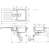Кухонна мийка Hansgrohe S52, граніт, прямокутник, з крилом, 980х480х190мм, чаша - 1.5, врізна, сірий камінь