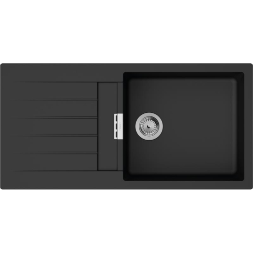 Кухонна мийка Hansgrohe S52, граніт, прямокутник, з крилом, 980х480х190мм, чаша - 1, накладна, S520-F480, чорний графіт