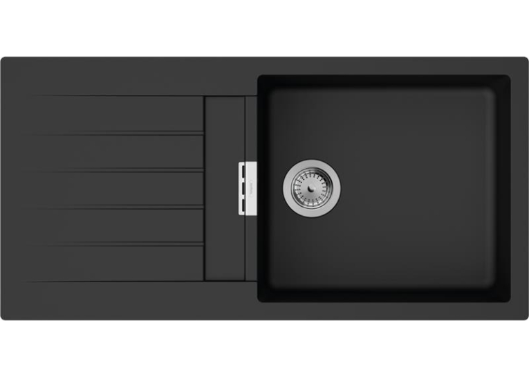 Кухонна мийка Hansgrohe S52, граніт, прямокутник, з крилом, 980х480х190мм, чаша - 1, накладна, S520-F480, чорний графіт