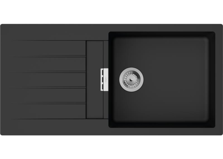 Кухонна мийка Hansgrohe S52, граніт, прямокутник, з крилом, 980х480х190мм, чаша - 1, накладна, S520-F480, чорний графіт