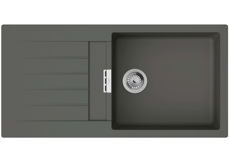 Кухонна мийка Hansgrohe S52, граніт, прямокутник, з крилом, 980х480х190мм, чаша - 1, врізна, сірий камінь