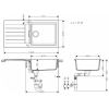 Кухонна мийка Hansgrohe S52, граніт, прямокутник, з крилом, 980х480х190мм, чаша - 1, врізна, сірий камінь