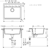 Кухонна мийка Hansgrohe S52, граніт, прямокутник, без крила, 550х490х190мм, чаша - 1, врізна, S520-F510, сірий камінь