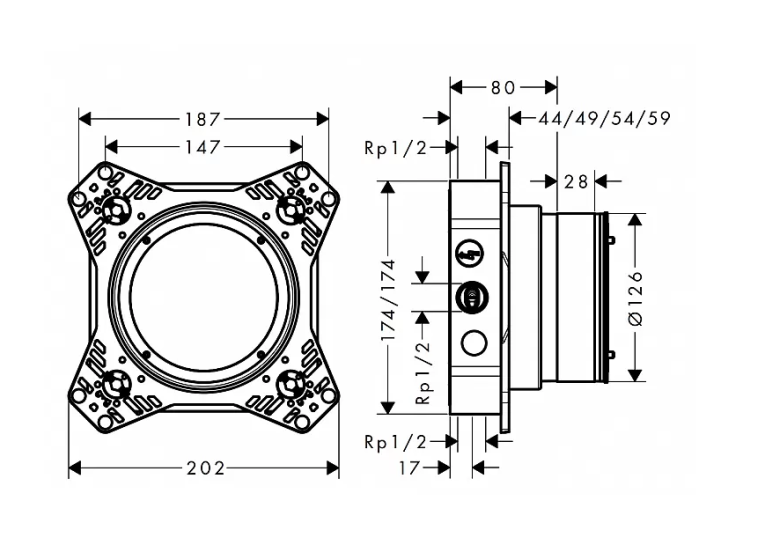 Прихована частина змішувача hansgrohe iBox universal 2 Basic set 01500180 (Пошкоджене пакування)