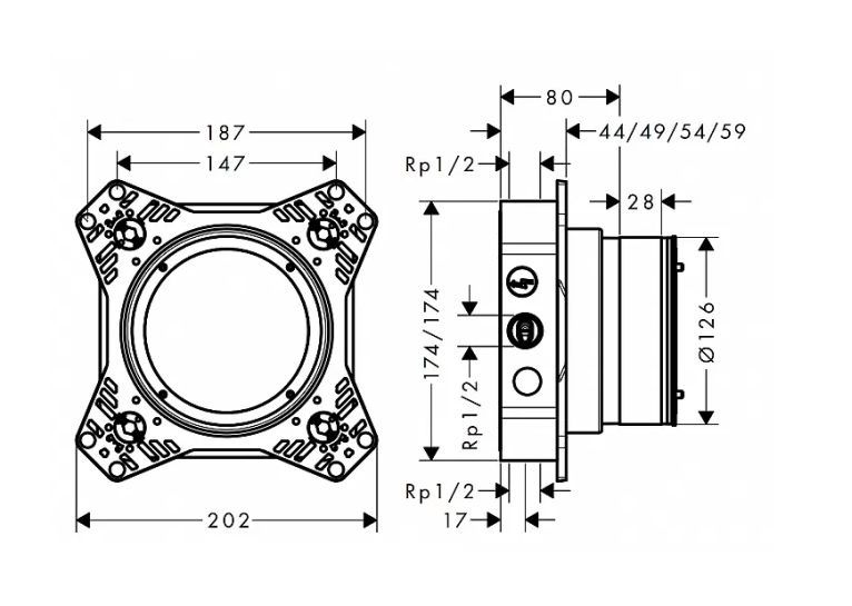 Прихована частина змішувача hansgrohe iBox universal 2 Basic set 01500180 (Пошкоджене пакування)