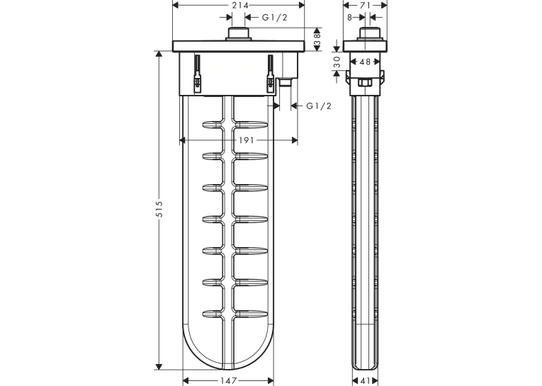 Шланг для душової лійки Hansgrohe SBox Square 1,45 м врізний в борт ванни 28010000 (Пошкоджене пакування)