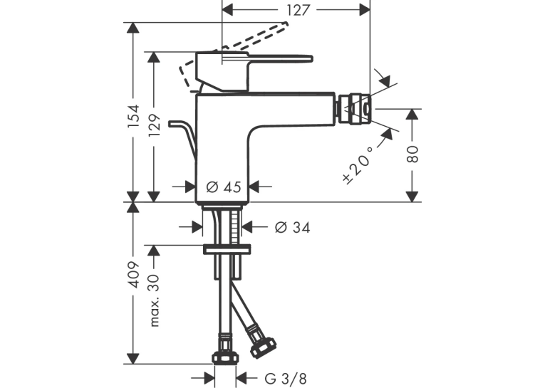 Змішувач Hansgrohe Vernis Shape для біде Chrome (71213000)