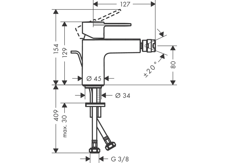 Змішувач Hansgrohe Vernis Shape для біде Chrome (71213000)