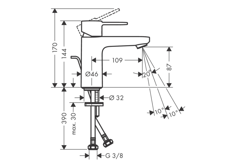 Змішувач для раковини Hansgrohe Vernis S 100 хром 71541000