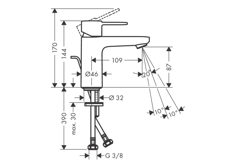 Змішувач для раковини Hansgrohe Vernis S 100 хром 71541000