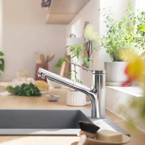Смеситель для кухни Hansgrohe Zesis M33 с выдвижным изливом, 74800000 (Повреждённая упаковка)