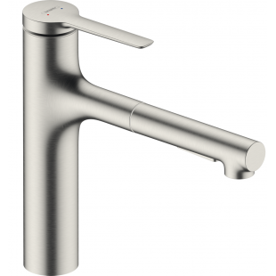 Смеситель кухонный Hansgrohe Zesis M33 160 2jet с выдвижным изливом Stainless Steel Finish 74801800