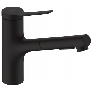 Смеситель кухонный Hansgrohe Zesis M33 150 2jet с выдвижным изливом sBox Lite Matt Black 74803670