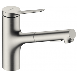 Смеситель кухонный Hansgrohe Zesis M33 150 2jet с выдвижным изливом sBox Lite Stainless Steel Finish 74803800