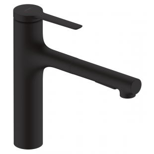 Смеситель кухонный Hansgrohe Zesis M33 160 2jet с выдвижным изливом sBox Lite Matt Black 74804670